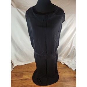 Stylein 100% Silk Black Drop Waist Cowl Neck Minimalist Dress Size M